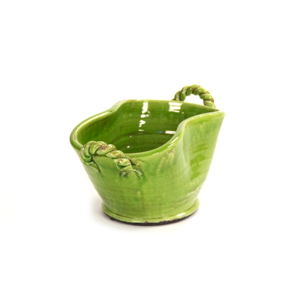 Zentique Distressed Green Vase with Aged Glaze and Organic Silhouette—Handcrafted Ceramic Accent for Home Decor W18 x H9 x D10 7185 Green