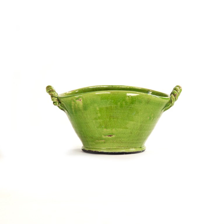 Zentique Distressed Green Vase with Aged Glaze and Organic Silhouette—Handcrafted Ceramic Accent for Home Decor W11 x H12 x D11 7156 M Green