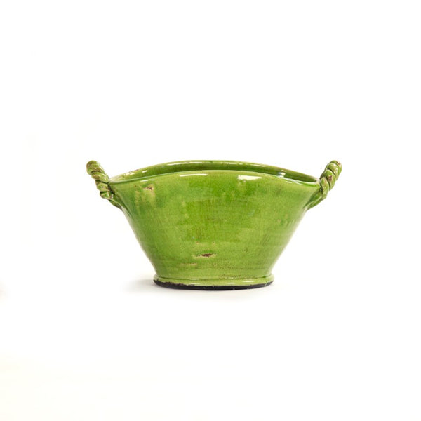 Zentique Distressed Green Vase with Aged Glaze and Organic Silhouette—Handcrafted Ceramic Accent for Home Decor W18 x H9 x D10 7185 Green