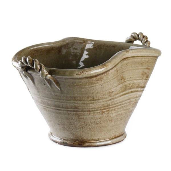 Zentique Grey Pottery Matte Ceramic Accent Vase 18x9x10in — Durable Neutral Decor for Shelves & Centerpieces 7185 Grey