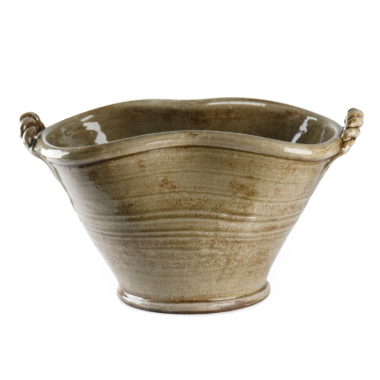 Zentique Grey Pottery Matte Ceramic Accent Vase 18x9x10in — Durable Neutral Decor for Shelves & Centerpieces 7185 Grey