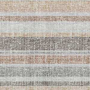 HomeRoots 5' Gray and Beige Striped Washable Area Rug - UV Protected, Stain Resistant for Busy Homes & Pets 718601