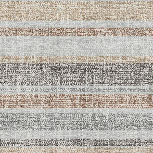 HomeRoots 5' Gray and Beige Striped Washable Area Rug - UV Protected, Stain Resistant for Busy Homes & Pets 718601