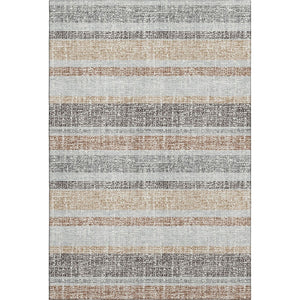 HomeRoots 8' Gray And Beige Striped Round Rug - Washable, UV Protected, Stain Resistant, Perfect for Any Room 718602