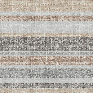 HomeRoots 9' X 12' Gray And Beige Striped Area Rug - Washable, UV-Protected, Perfect for High-Traffic Homes 718604