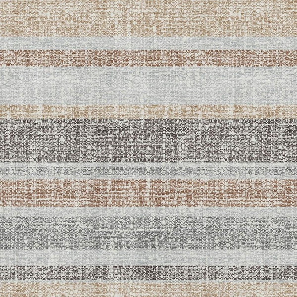 HomeRoots 9' X 12' Gray And Beige Striped Area Rug - Washable, UV-Protected, Perfect for High-Traffic Homes 718604
