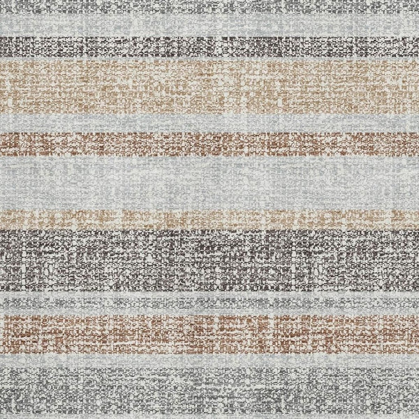 HomeRoots 10' Gray and Beige Striped Washable Area Rug - Durable, UV-Protected, Perfect for High-Traffic Spaces! 718605
