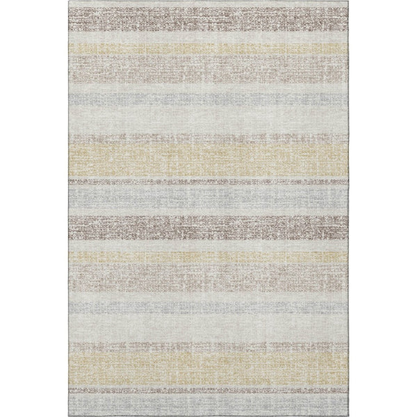 HomeRoots 5' X 8' Ivory and Beige Striped Area Rug - Washable, UV Protected, Stain Resistant for Homes & More! 718607