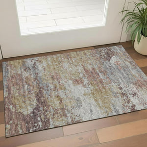 HomeRoots 5' X 8' Ivory and Beige Striped Area Rug - Washable, UV Protected, Stain Resistant for Homes & More! 718607
