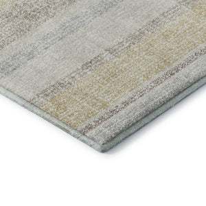 HomeRoots 8' Ivory and Beige Striped Round Rug - Washable, UV-Protected, Durable for High-Traffic Spaces 718608