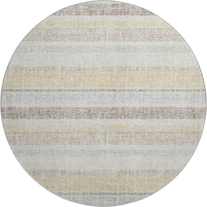 HomeRoots 8' X 10' Ivory and Beige Striped Area Rug – Washable, UV-Protected, Non-Slip for High-Traffic Spaces 718609