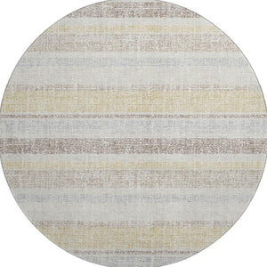 HomeRoots 8' X 10' Ivory and Beige Striped Area Rug – Washable, UV-Protected, Non-Slip for High-Traffic Spaces 718609