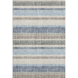 HomeRoots 10' X 14' Navy Blue & Beige Striped Washable Area Rug – Durable, UV-Protected for Busy Homes! 718617