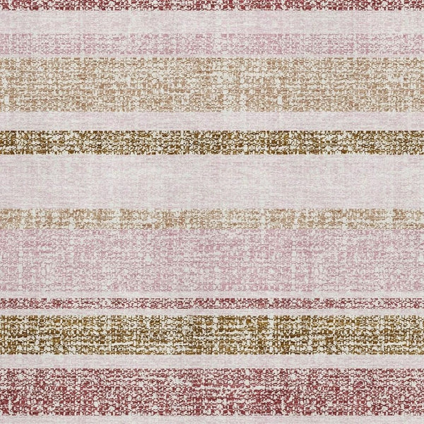 HomeRoots 5' X 8' Striped Pink and Beige Washable Area Rug with UV Protection for Stylish Home Decor 718619
