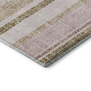HomeRoots 8' Pink and Beige Striped Washable Area Rug - Durable, UV-Protected, Stain Resistant for Homes & Patios 718621
