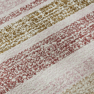 HomeRoots 8' Pink and Beige Striped Washable Area Rug - Durable, UV-Protected, Stain Resistant for Homes & Patios 718621