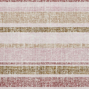 HomeRoots 9' X 12' Pink and Beige Striped Area Rug – Washable, Stain Resistant, UV Protected for Any Space 718622