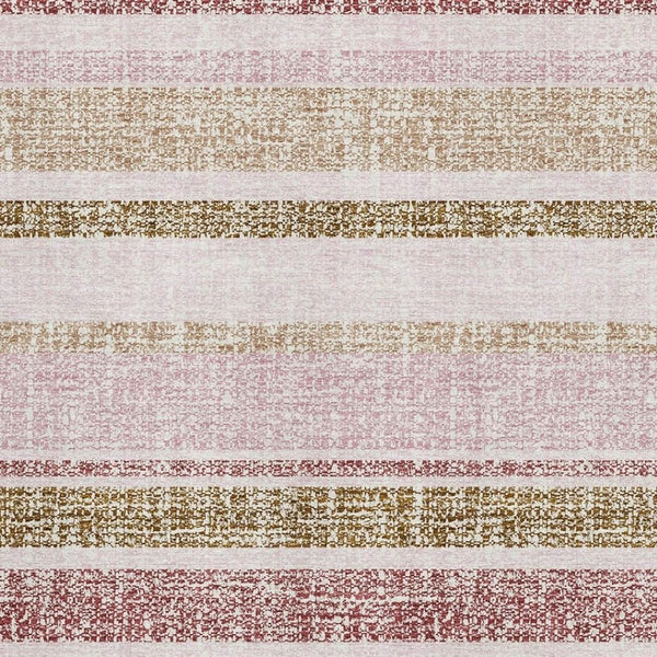 HomeRoots 9' X 12' Pink and Beige Striped Area Rug – Washable, Stain Resistant, UV Protected for Any Space 718622