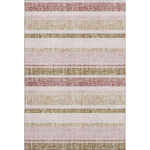 HomeRoots 10' X 14' Pink and Beige Striped Area Rug – Washable, UV-Protected, Durable for High-Traffic Spaces 718623