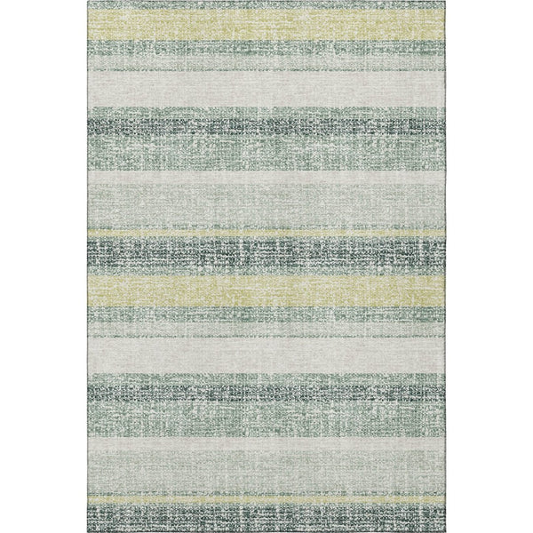 HomeRoots 5' X 8' Coastal-Inspired Pale Aqua & Beige Striped Washable Area Rug with UV Protection & Durability 718625