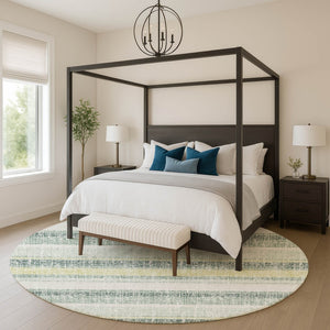 HomeRoots 8' X 10' Coastal Striped Washable Area Rug with UV Protection, Stain Resistance & Non-Slip Backing 718627