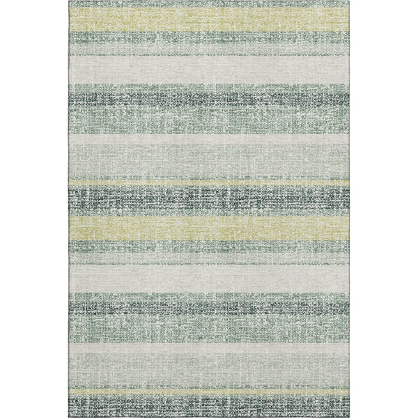 HomeRoots 10' x 14' Coastal-Inspired Pale Aqua & Beige Striped Area Rug - Washable, UV Protected, Durable Design 718629
