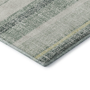 HomeRoots 10' x 14' Coastal-Inspired Pale Aqua & Beige Striped Area Rug - Washable, UV Protected, Durable Design 718629