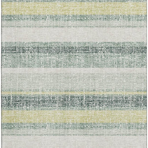 HomeRoots 10' x 14' Coastal-Inspired Pale Aqua & Beige Striped Area Rug - Washable, UV Protected, Durable Design 718629