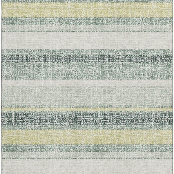 HomeRoots 10' x 14' Coastal-Inspired Pale Aqua & Beige Striped Area Rug - Washable, UV Protected, Durable Design 718629
