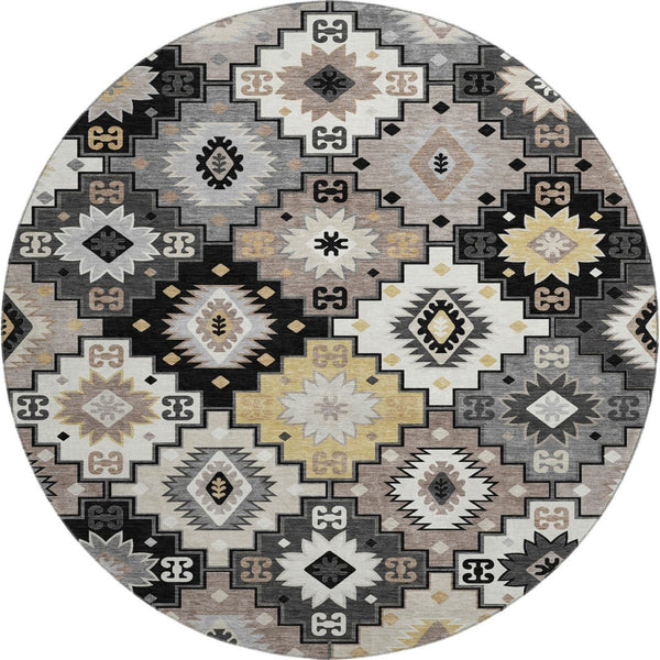 HomeRoots 8' X 10' Modern Black and Gray Geometric Area Rug - Washable, Stain Resistant, UV Protected Design 718639