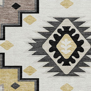 HomeRoots 8' X 10' Modern Black and Gray Geometric Area Rug - Washable, Stain Resistant, UV Protected Design 718639