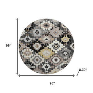 HomeRoots 8' X 10' Modern Black and Gray Geometric Area Rug - Washable, Stain Resistant, UV Protected Design 718639