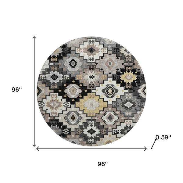 HomeRoots 8' X 10' Modern Black and Gray Geometric Area Rug - Washable, Stain Resistant, UV Protected Design 718639