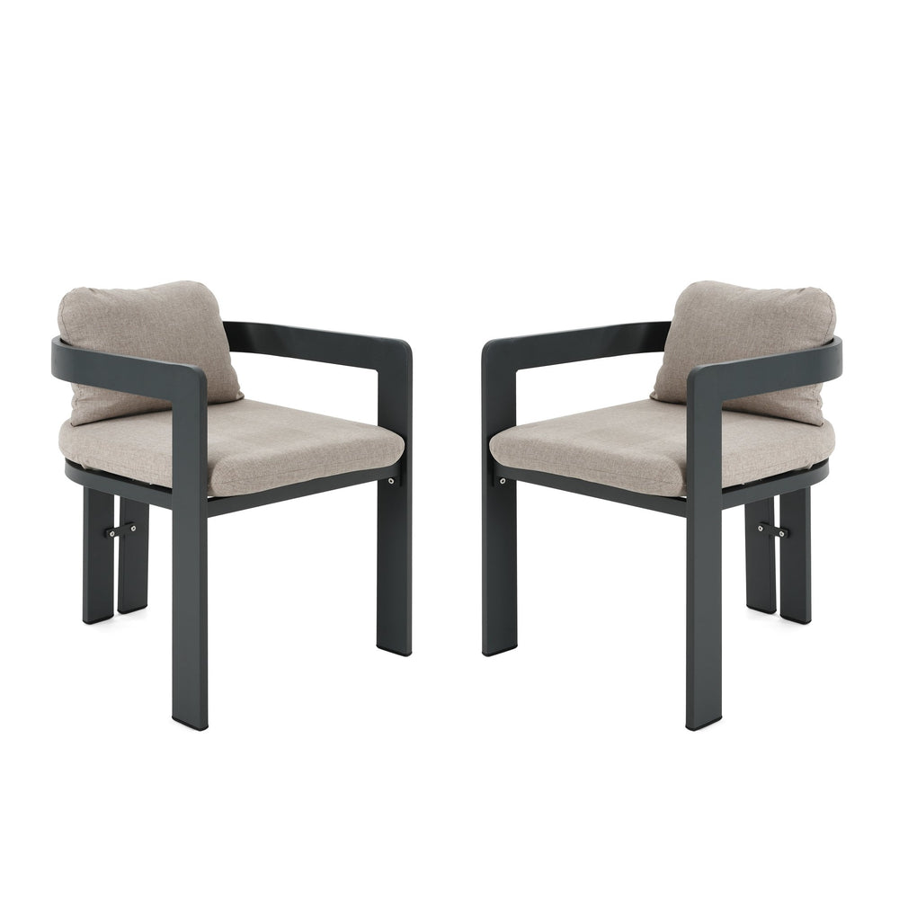 English Elm Christopher Knight Home® - Pula Outdoor Aluminum Dining Chair Set of 2 — Weather‑Resistant Lightweight Frames with Plush Cushions Beige+Black N775P221509B