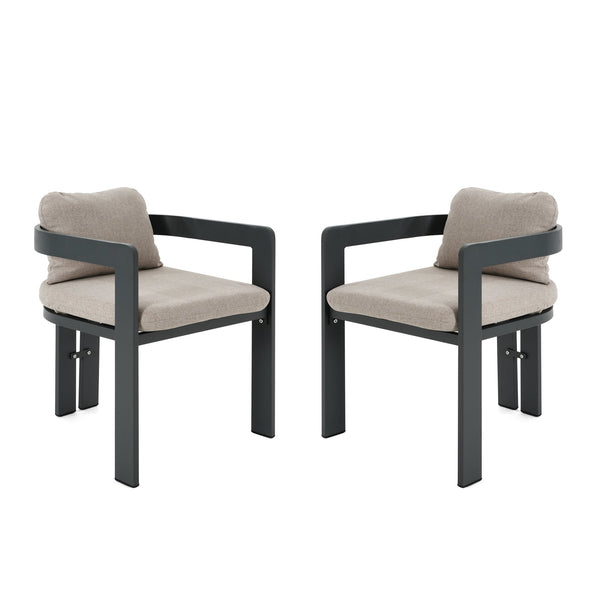 English Elm Christopher Knight Home® - Pula Outdoor Aluminum Dining Chair Set of 2 — Weather‑Resistant Lightweight Frames with Plush Cushions Beige+Black N775P221509B