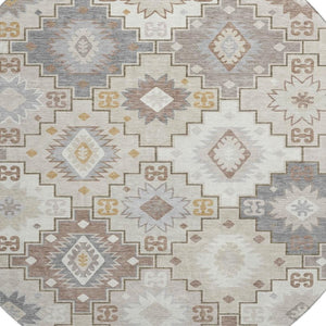 HomeRoots 8' X 10' Stylish Ivory and Gray Geometric Washable Area Rug with UV Protection for Busy Homes 718657