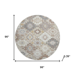 HomeRoots 8' X 10' Stylish Ivory and Gray Geometric Washable Area Rug with UV Protection for Busy Homes 718657