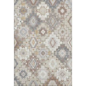 HomeRoots 9' X 12' Ivory And Gray Geometric Area Rug - Stylish, Washable, UV-Protected, Durable & Non-Slip! 718658