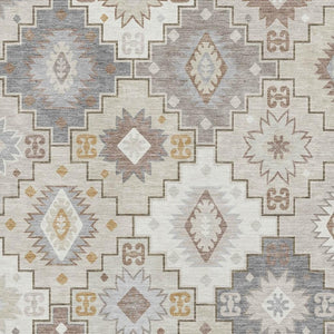 HomeRoots 9' X 12' Ivory And Gray Geometric Area Rug - Stylish, Washable, UV-Protected, Durable & Non-Slip! 718658