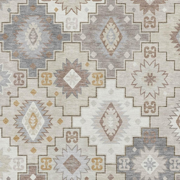 HomeRoots 9' X 12' Ivory And Gray Geometric Area Rug - Stylish, Washable, UV-Protected, Durable & Non-Slip! 718658