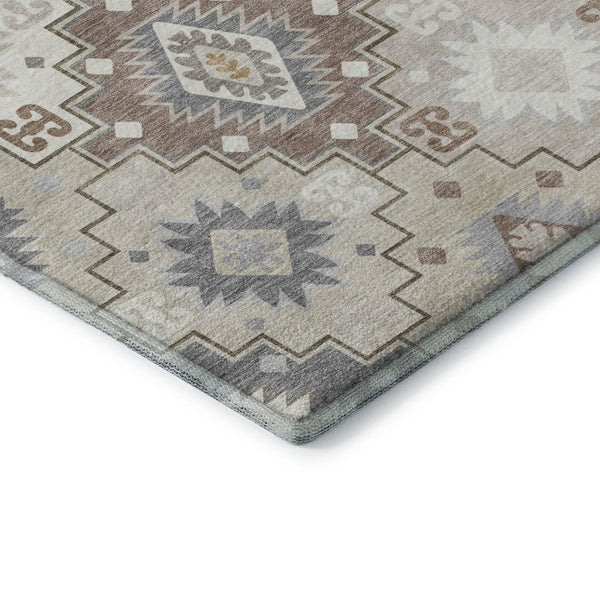 HomeRoots 9' X 12' Ivory And Gray Geometric Area Rug - Stylish, Washable, UV-Protected, Durable & Non-Slip! 718658