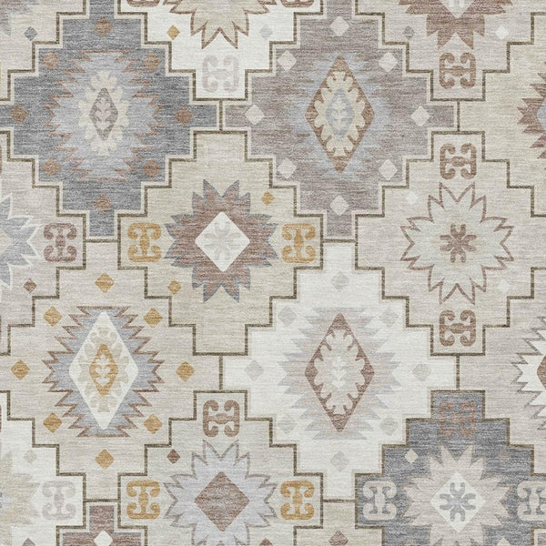 HomeRoots 10' Ivory and Gray Geometric Washable Area Rug with UV Protection – Perfect for Busy Homes! 718659