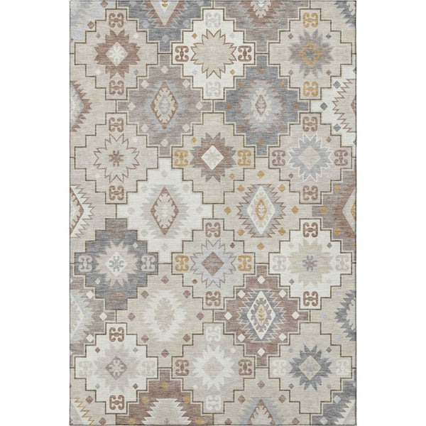 HomeRoots 10' Ivory and Gray Geometric Washable Area Rug with UV Protection – Perfect for Busy Homes! 718659