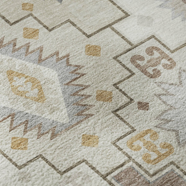 HomeRoots 10' Ivory and Gray Geometric Washable Area Rug with UV Protection – Perfect for Busy Homes! 718659