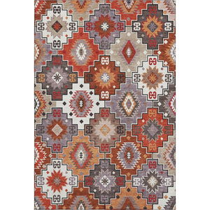 HomeRoots 10' X 14' Stylish Rust and Lavender Geometric Area Rug – Durable, Washable, UV Protected Design! 718665
