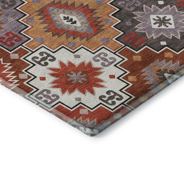 HomeRoots 10' X 14' Stylish Rust and Lavender Geometric Area Rug – Durable, Washable, UV Protected Design! 718665