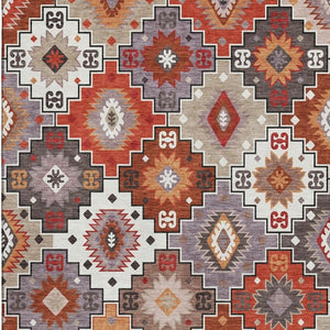 HomeRoots 10' X 14' Stylish Rust and Lavender Geometric Area Rug – Durable, Washable, UV Protected Design! 718665