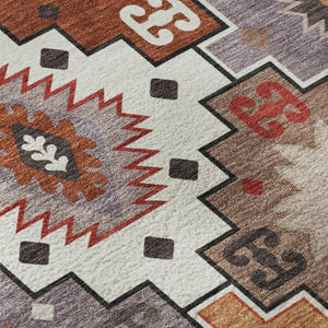 HomeRoots 10' X 14' Stylish Rust and Lavender Geometric Area Rug – Durable, Washable, UV Protected Design! 718665