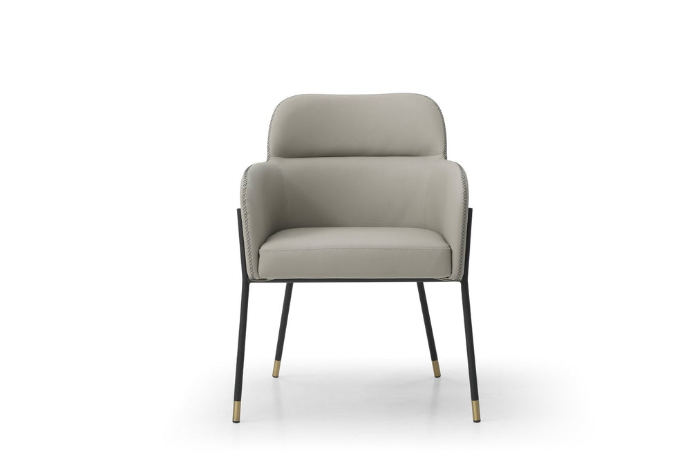 HomeRoots Black Contemporary Faux Leather Arm Chair with Steel Frame - Versatile Dining & Accent Seating 718673