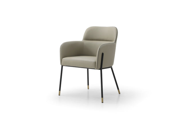HomeRoots Black Contemporary Faux Leather Arm Chair with Steel Frame - Versatile Dining & Accent Seating 718673